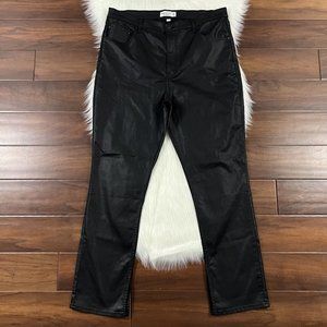 Abercrombie & Fitch Size 18 / 34 Coated Black High Rise 90s Slim‎ Straight Jeans